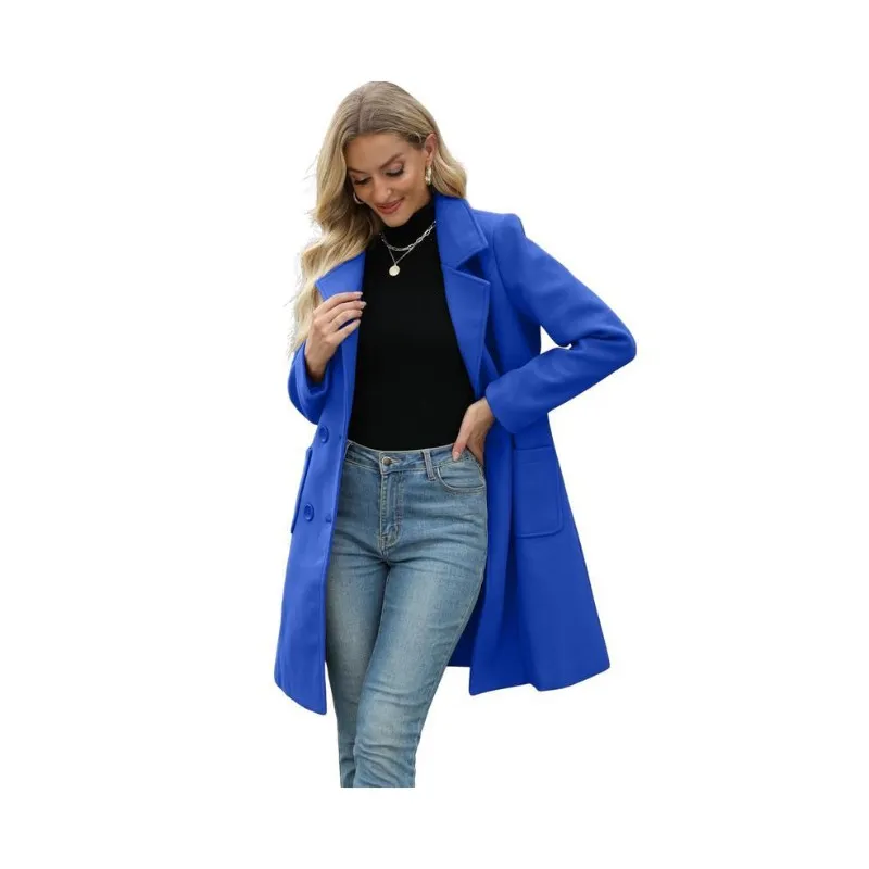 Tynelle Ladies' 8-Color Wool-Blend Mid-Length Lapel Coat