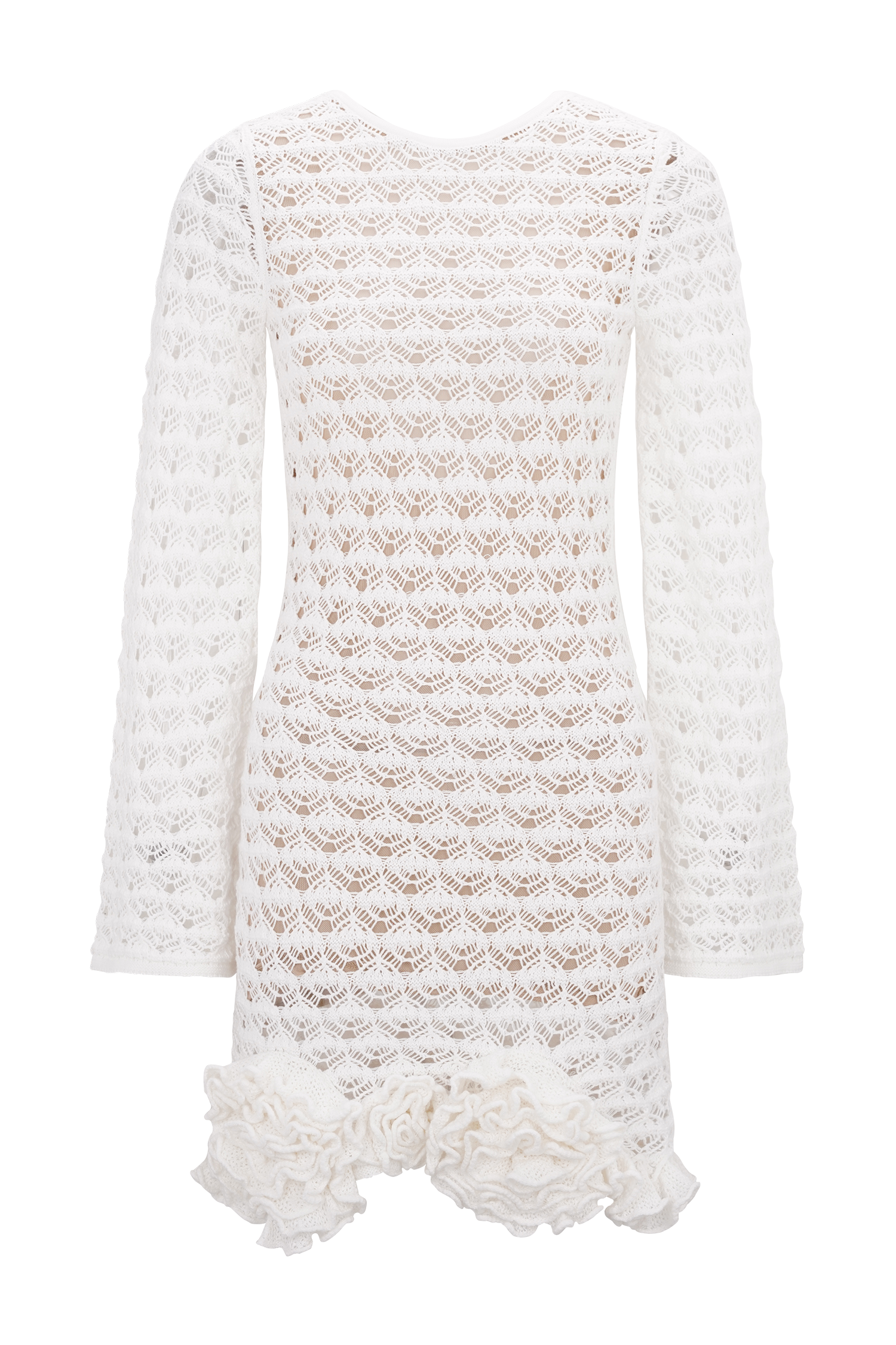 Ivory Ruffle Crochet Mini Dress