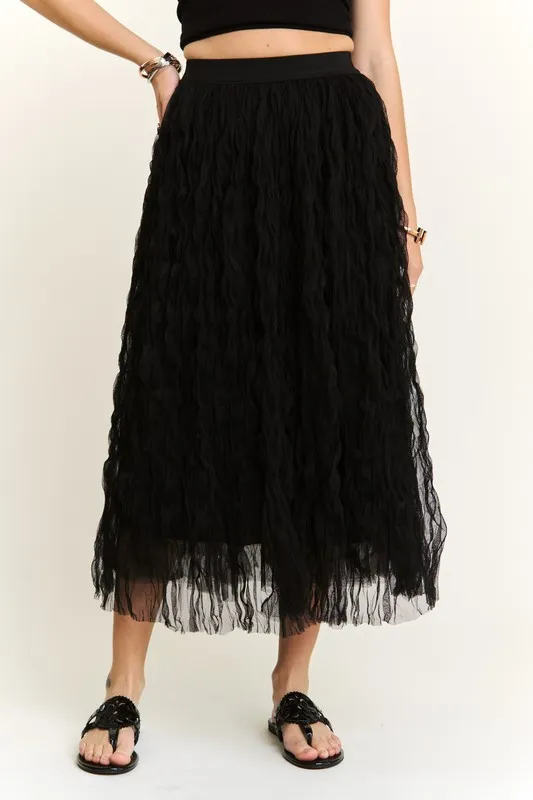 Elastic Waist Cloud Fluffy Maxi Skirt