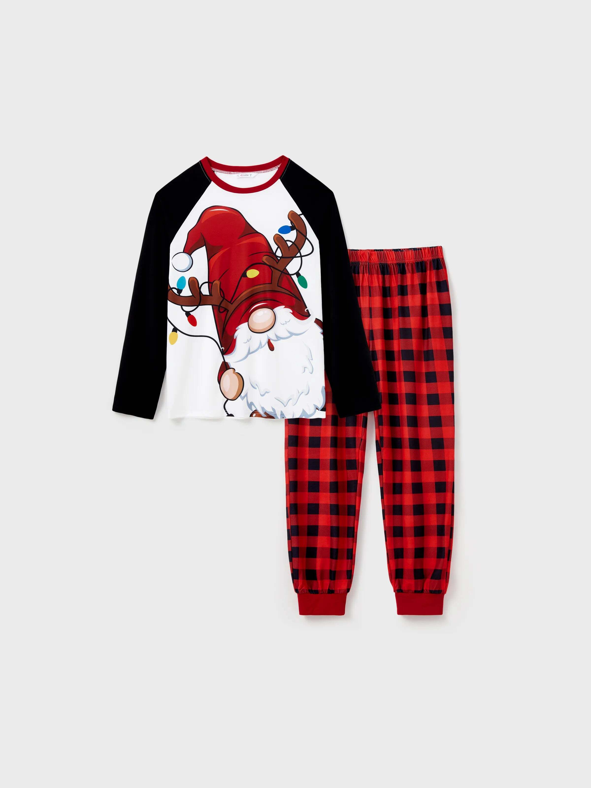 Christmas Family Matching Santa Print Raglan Sleeves Pajamas Sets with Christmas Socks (SGS Certied Safety) Red