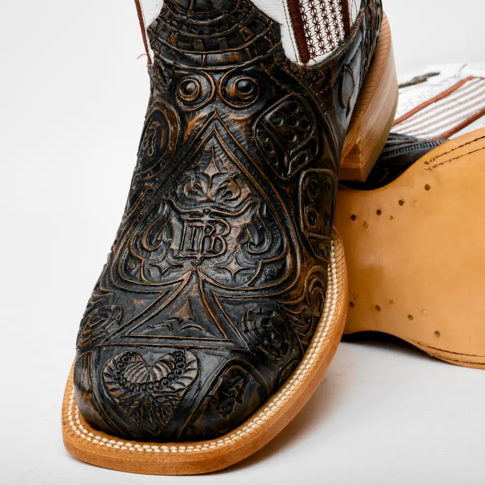 “Ace Of Spades” Bronze Boots - Square Toe