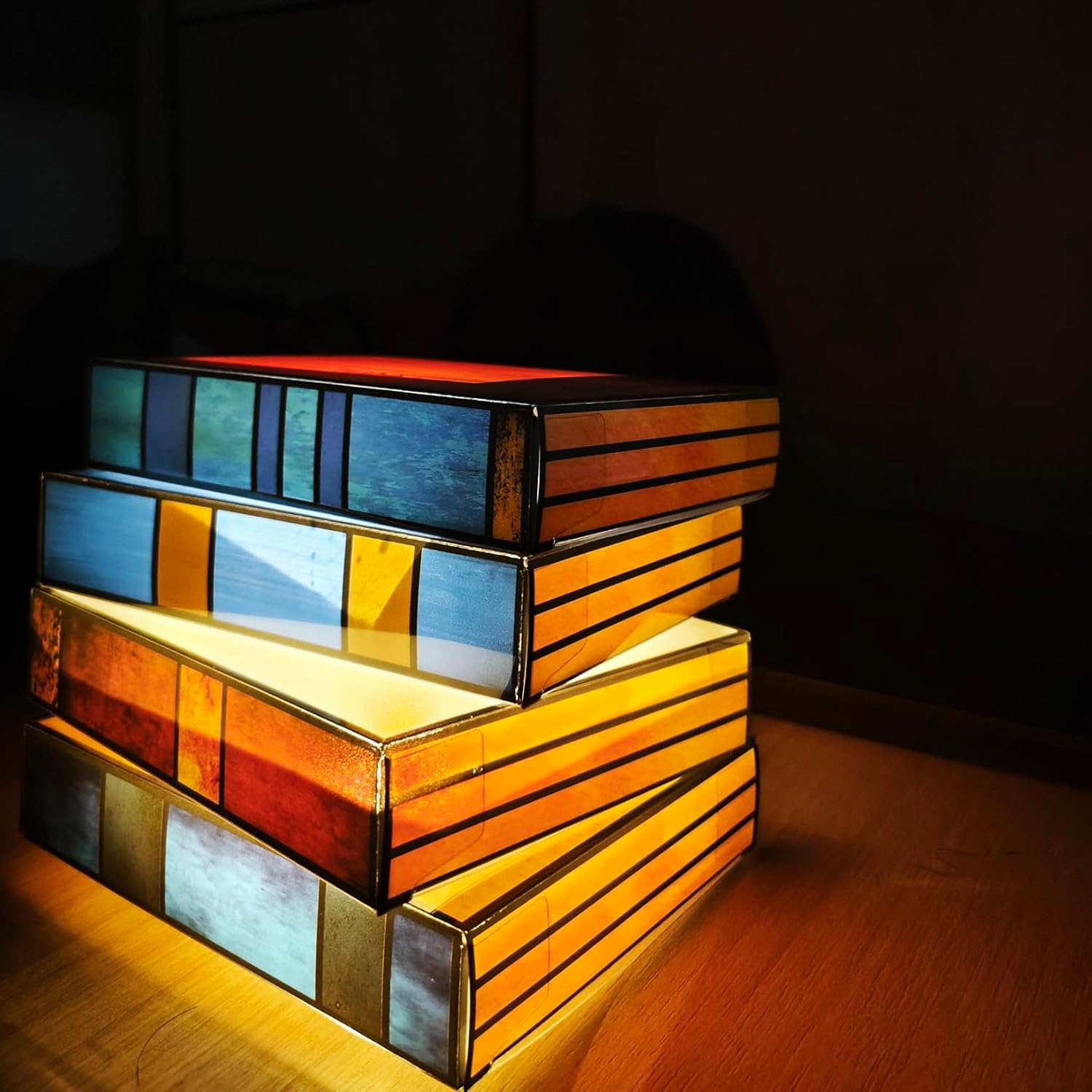 Stained Glass Stacked Books Lamp
