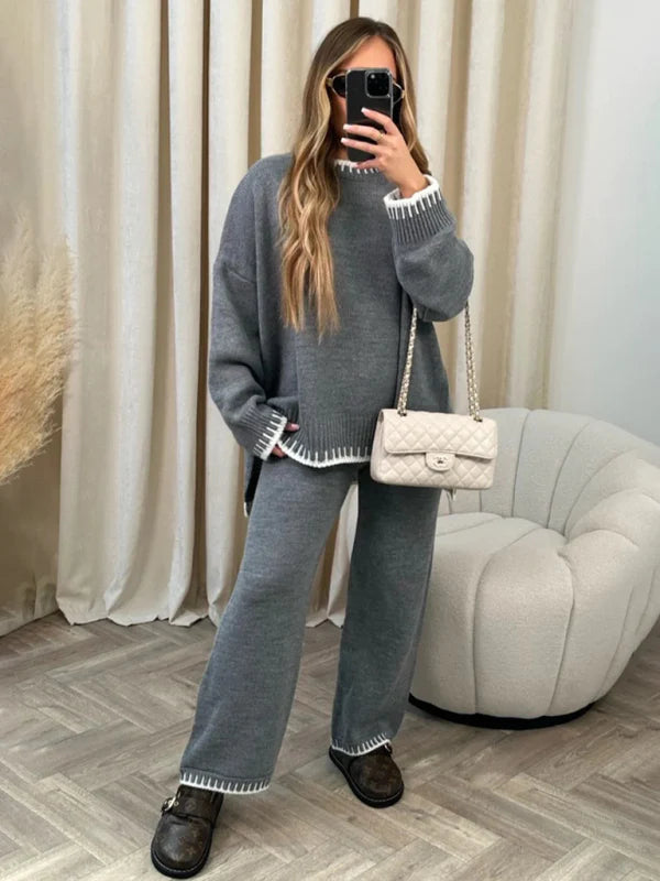 🛍️ Cozy Chic Lounge Set – Women's Casual Oversized Sweater & Pants Two-Piece ✨
