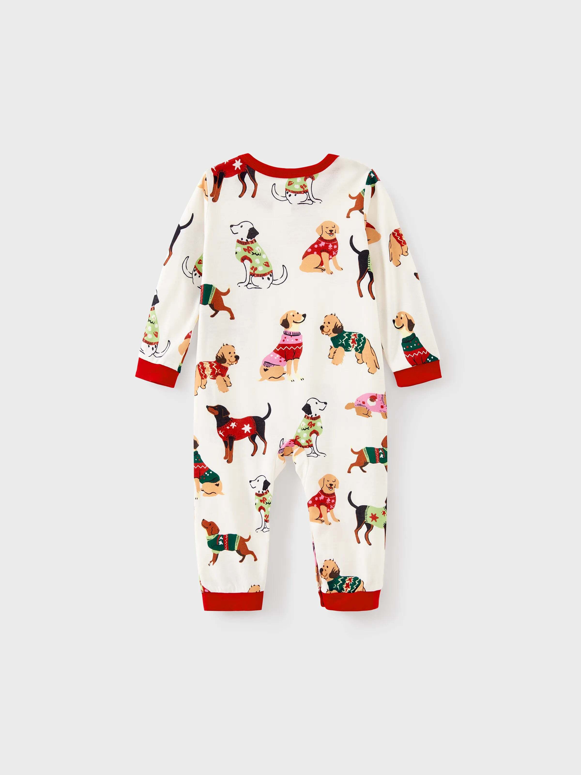 Christmas Matching Family Pajamas Set Various Dog Print PJS with Christmas Socks Apricot