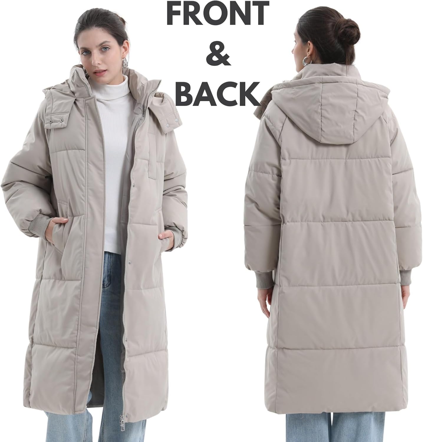 Long Puffer Jacket for Women,2024 Thickened Winter Coat Hooded with Deep Pockets, Ladies Warm Winter Jacket