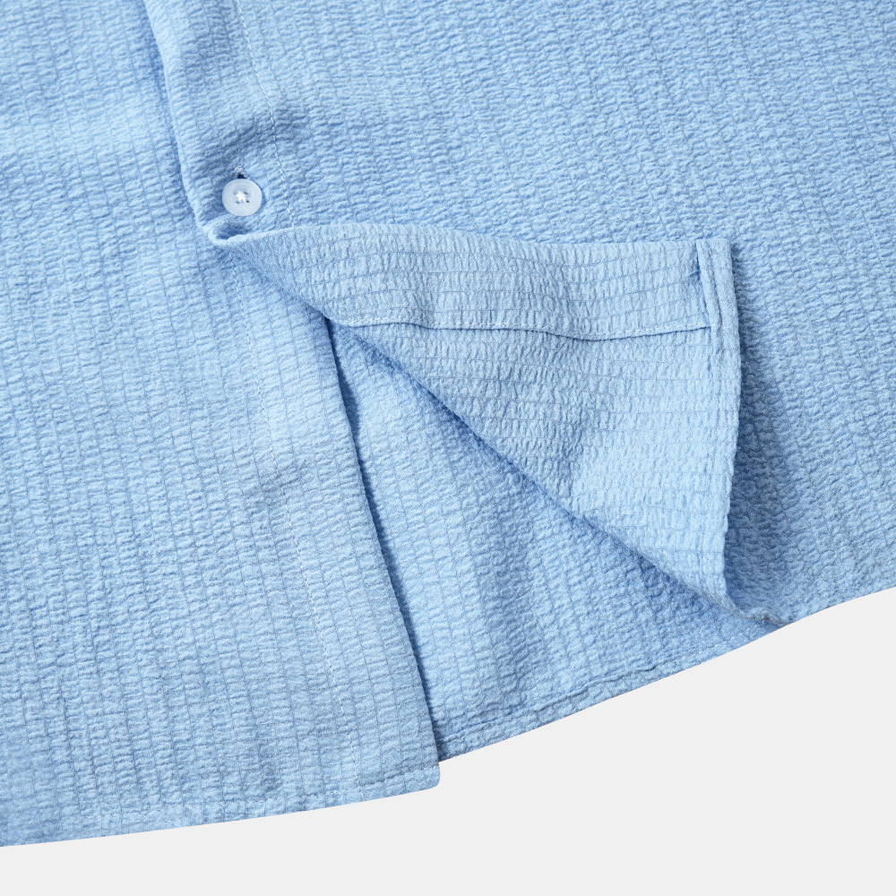 Stylish Men's Pleated Casual Lapel Short Sleeve Shirt