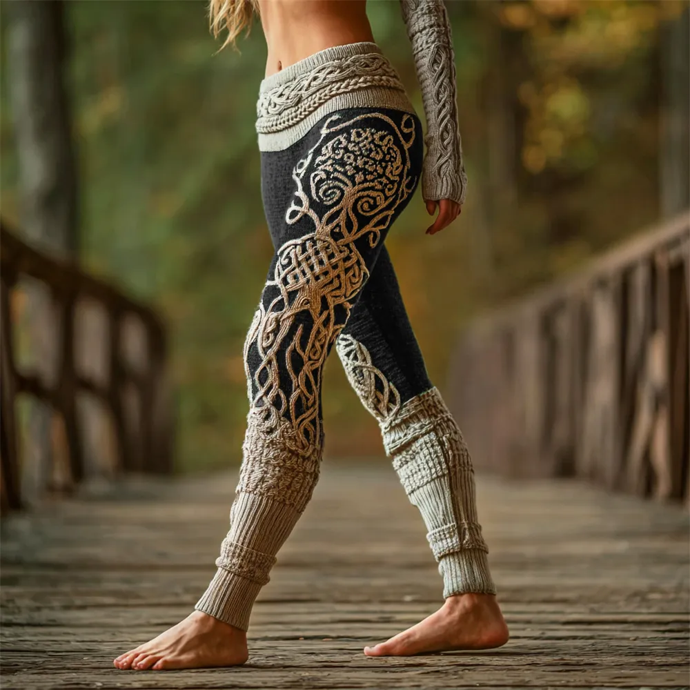 Viking Tree Of Life Art Women's Knit Leggings