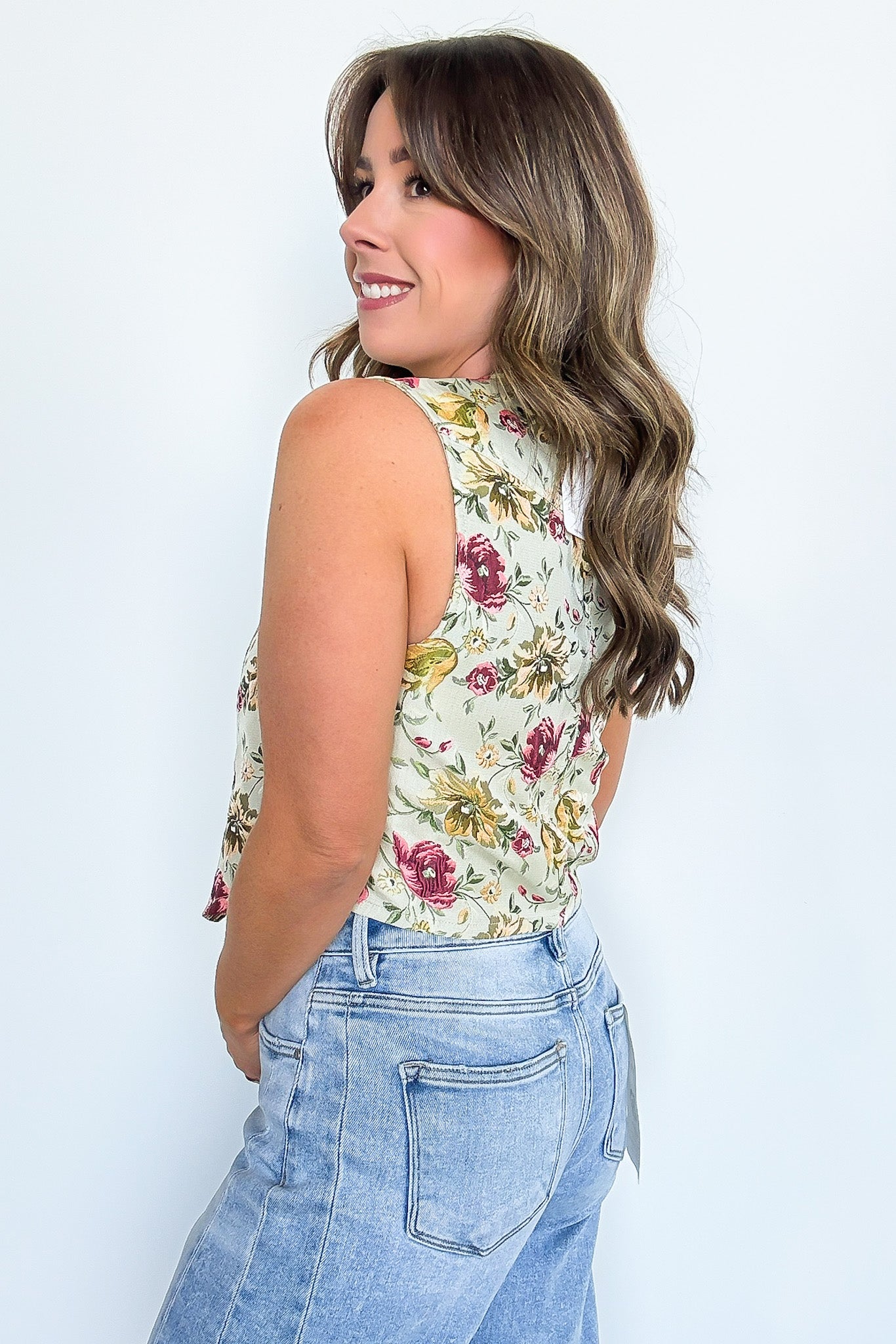 Garden Floral Jacquard Bow Vest