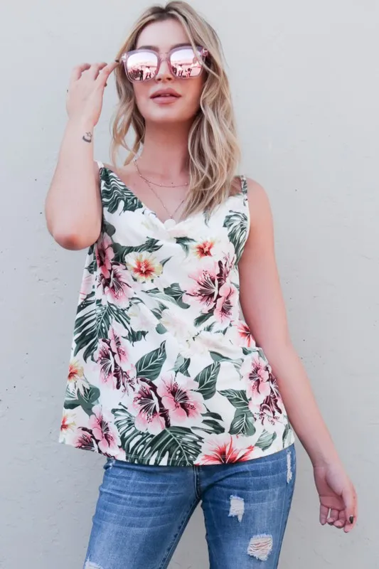 Floral Printed Casual Tank Top