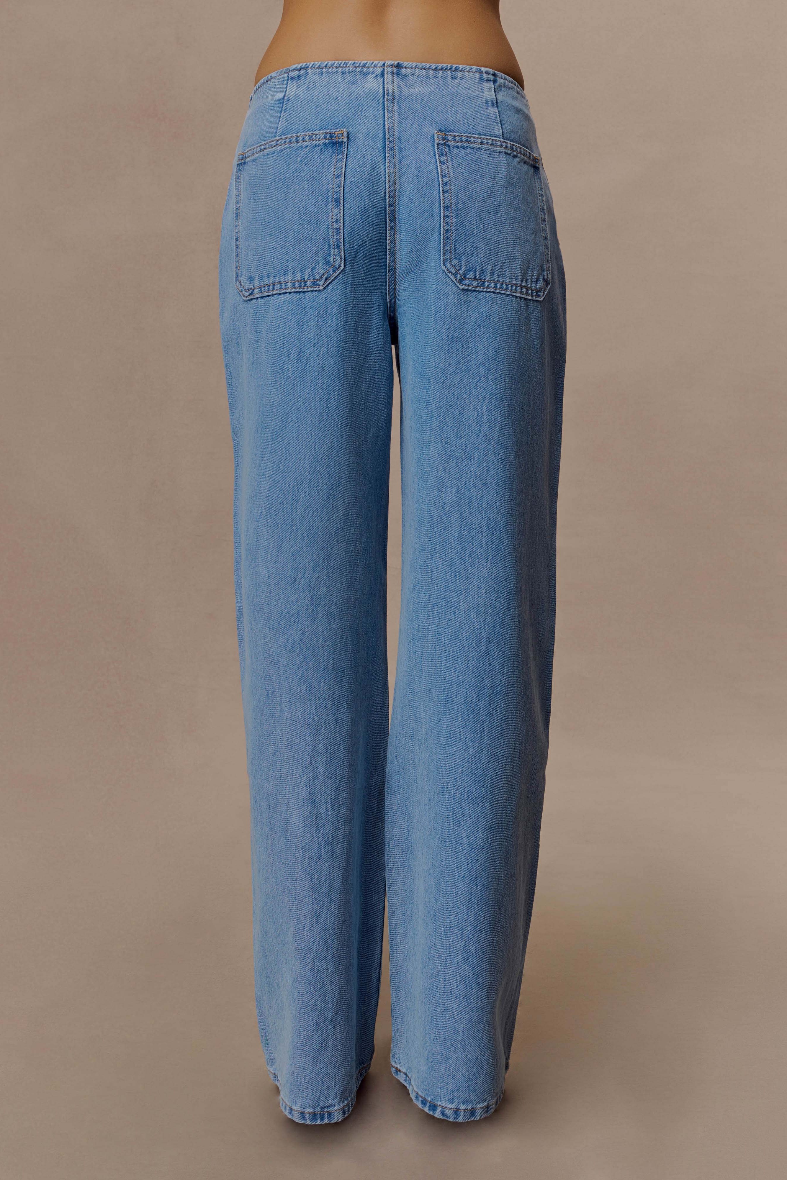 Blue Mid Rise Denim Jeans