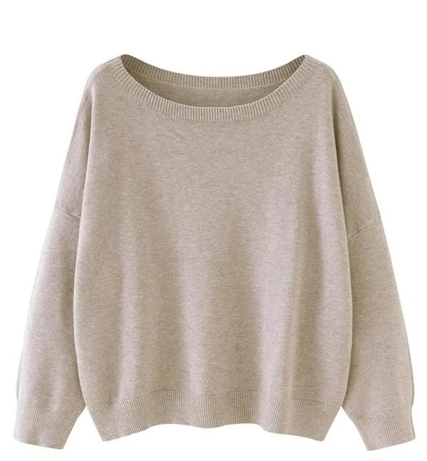 Women's Plain Scoop Neck Sweater, Casual Drop Shoulder Long Sleeve Jumper, Women Fall & Winter Knit Top
