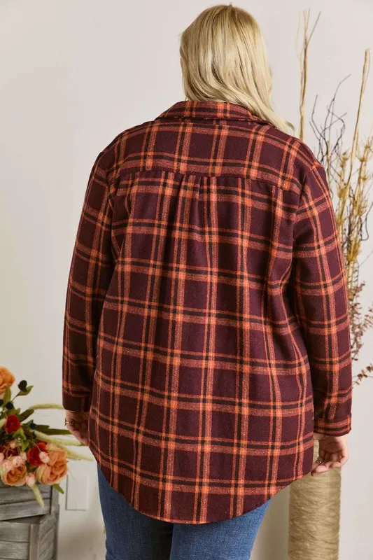 Full Size Button Down Flannel Shirt Plus Size