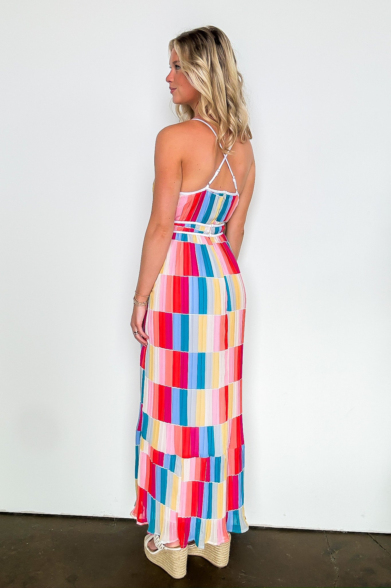 Rainbow Summer Multi Color Maxi Dress