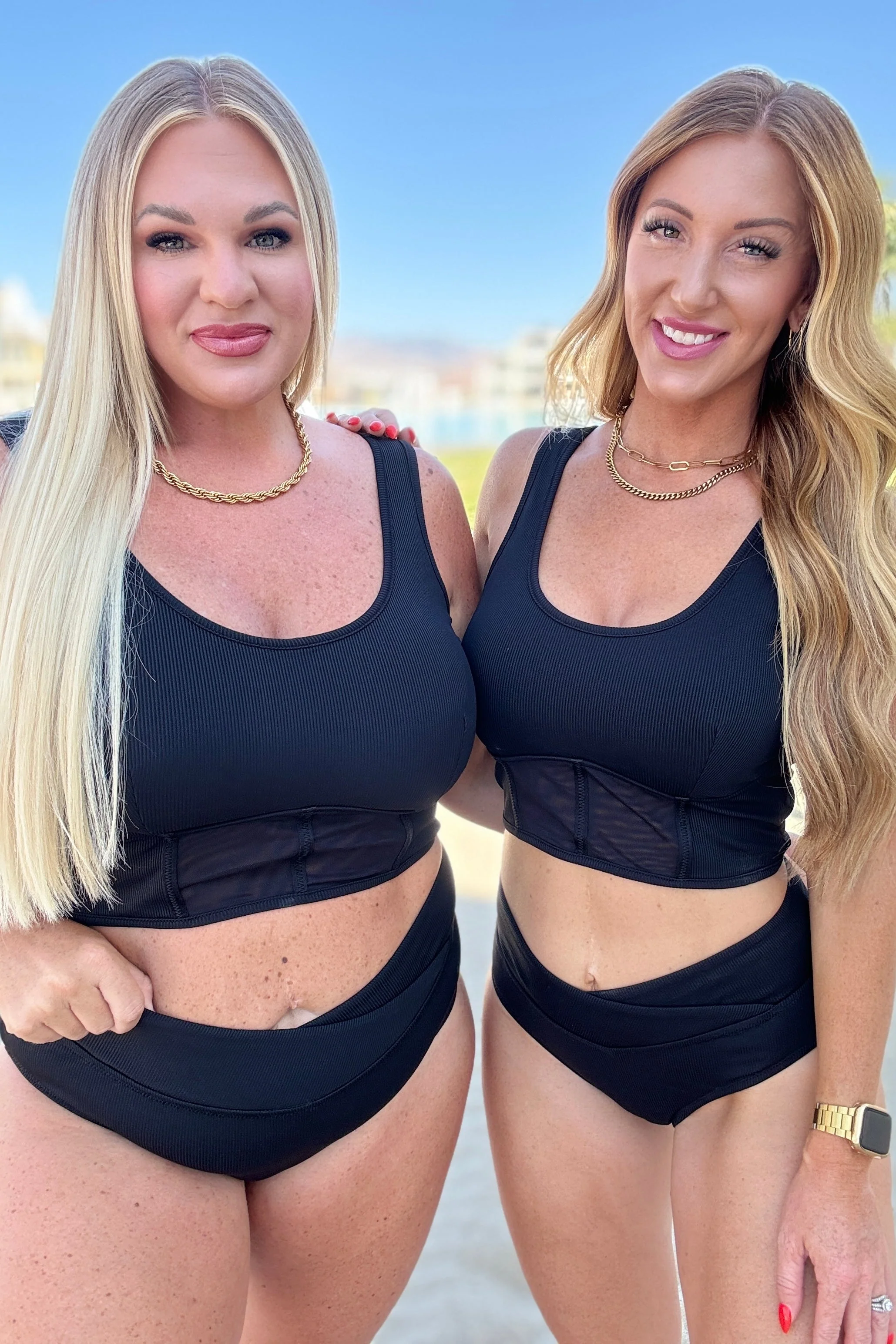 Down the Block, On A Beach Two Piece Swimsuit in Black