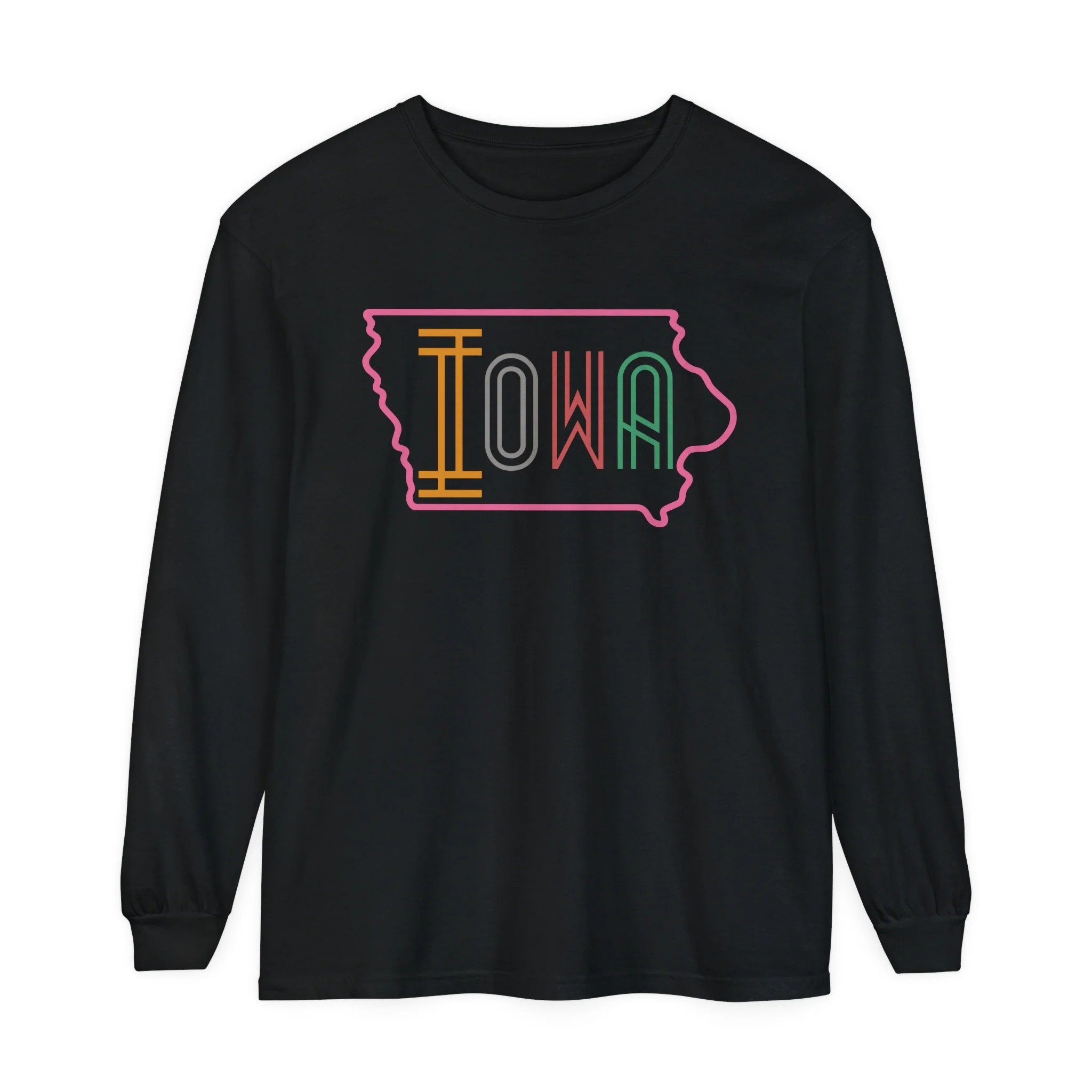 Iowa Pink Unisex Garment-dyed Long Sleeve T-Shirt