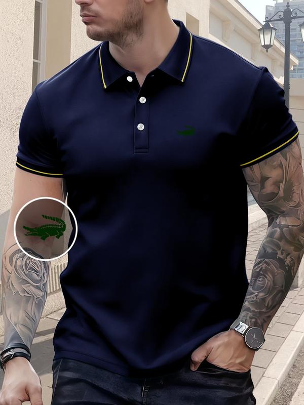 Men's Regular Fit Letter Print Contrast Trim Polo Shirt