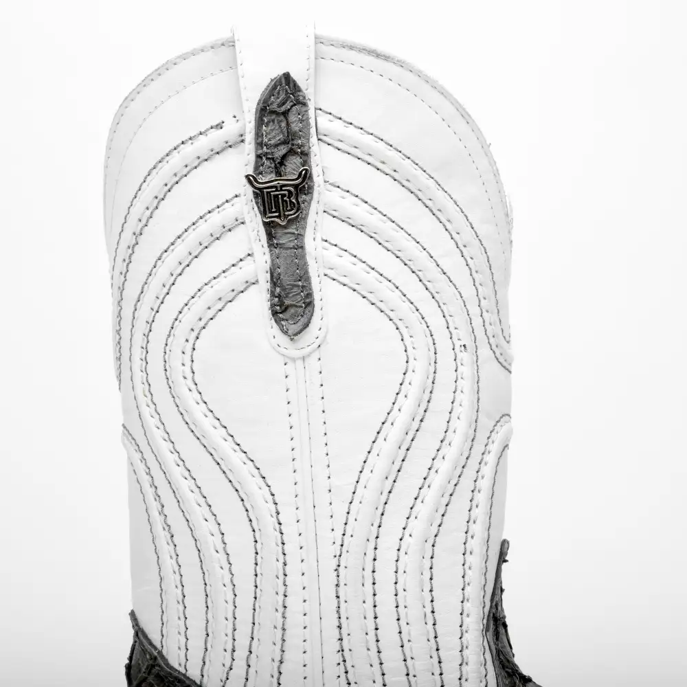 Grey Mini Pirarucu Leather Boots - Square Toe