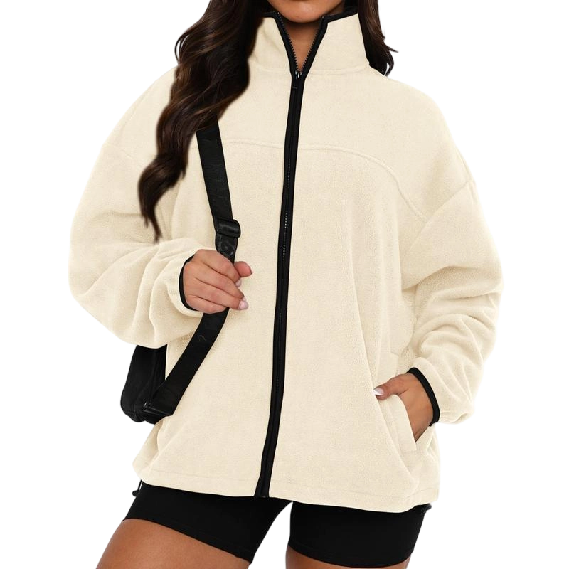 Women's Zip Up Baggy Basic Fleece Jacket