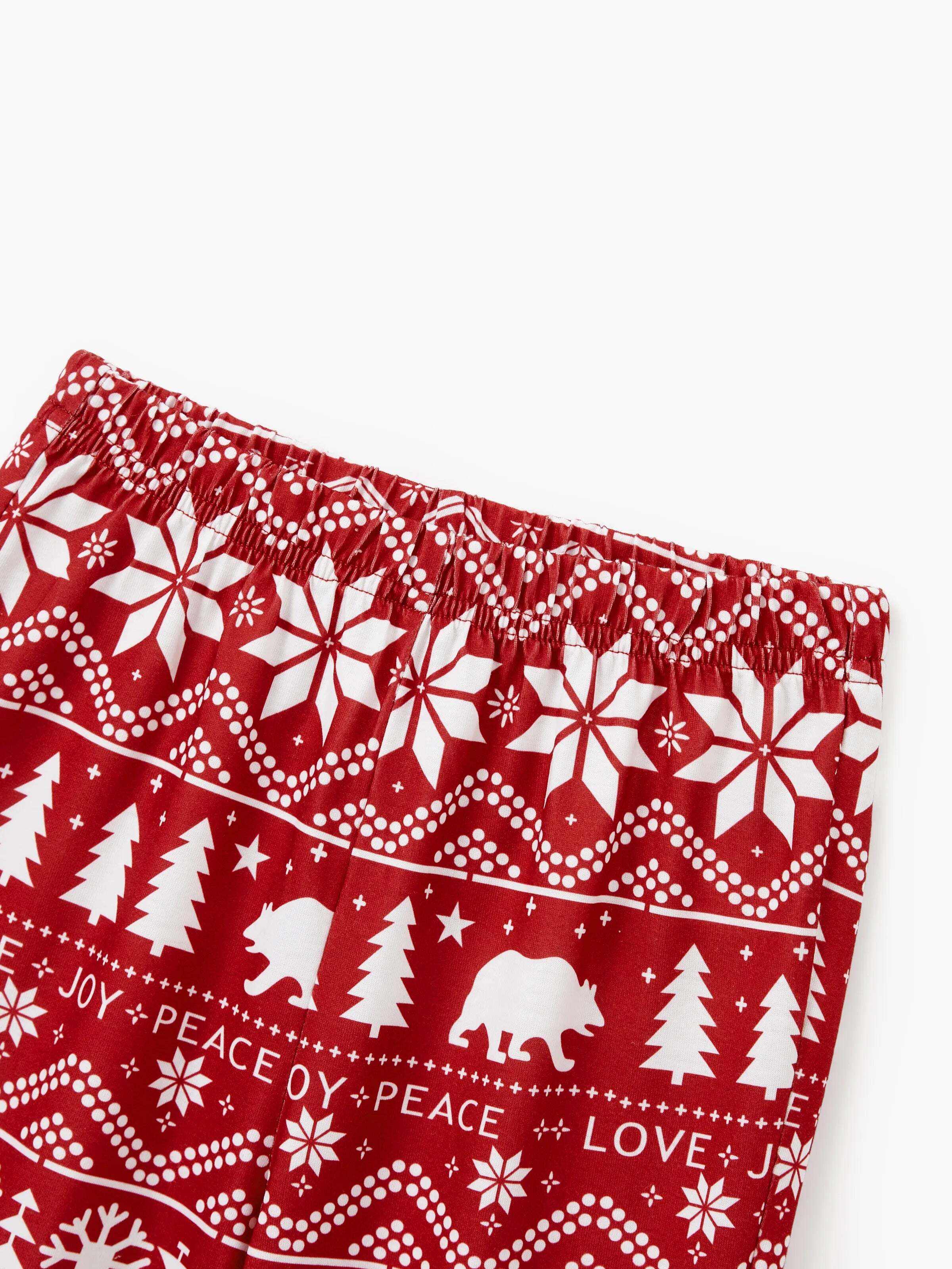 Christmas Print Family Matching Pajamas Sets with Christmas Socks Red