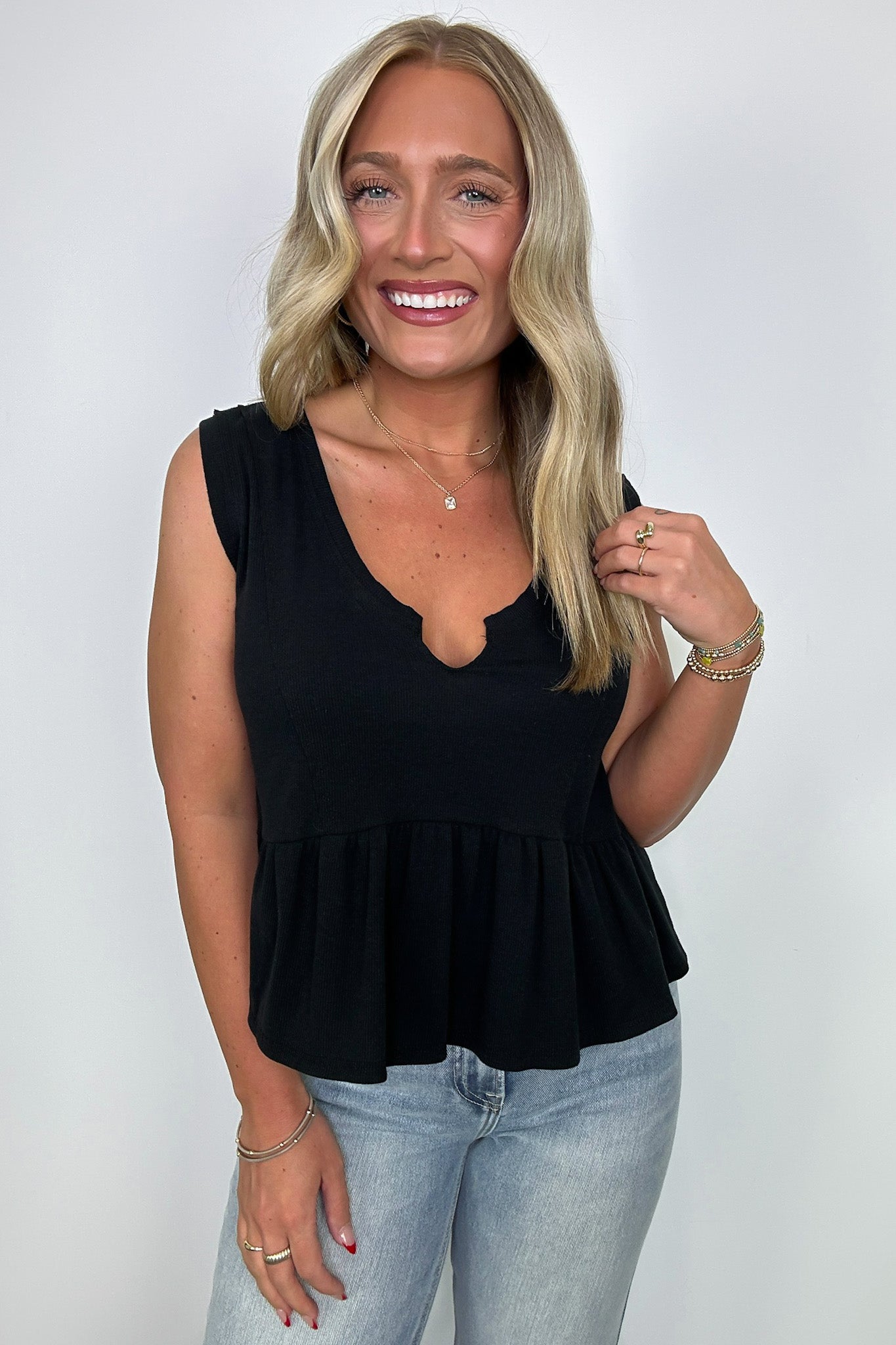 V-Neck Babydoll Tank Top