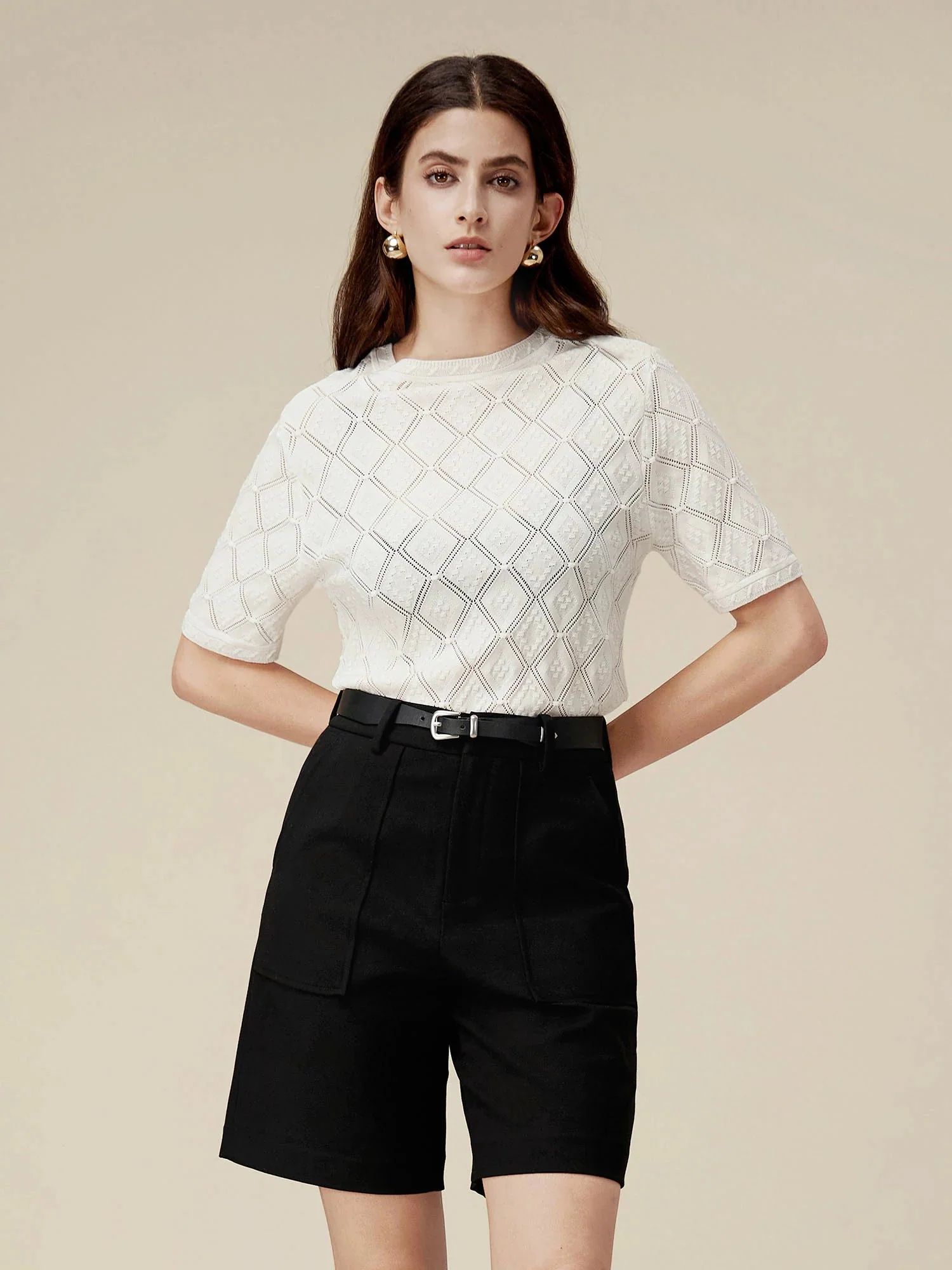 100% Lyocell Plaid Texture Top