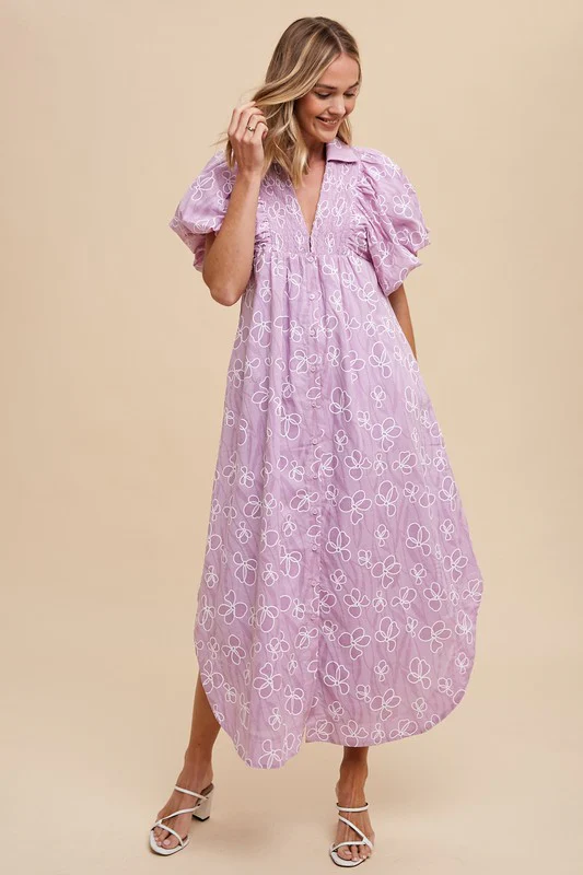 Wear Floral Smock Detail Puff Sleeve Dress