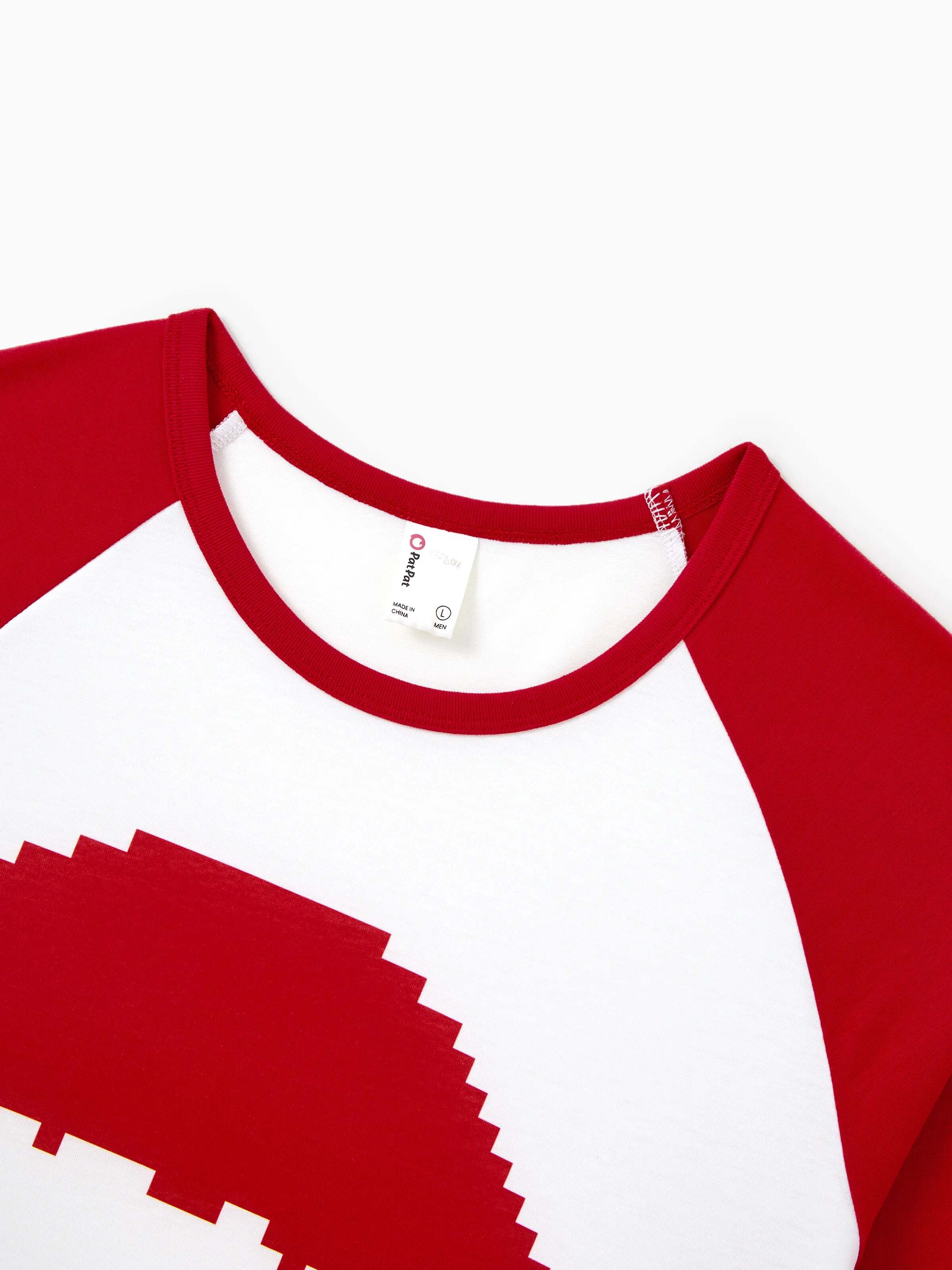 Christmas Matching Family Pajamas Set Gingerbread Print Long-sleeve PJS with Christmas Socks Red