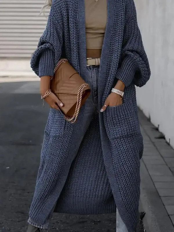 Women's Long Knit Cardigan with Pockets