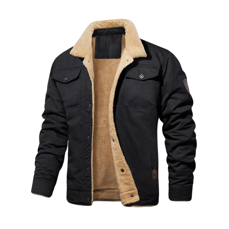 Men's Sherpa Lined Winter Trucker Jacket Warm Multi Pocket Casual Jacket