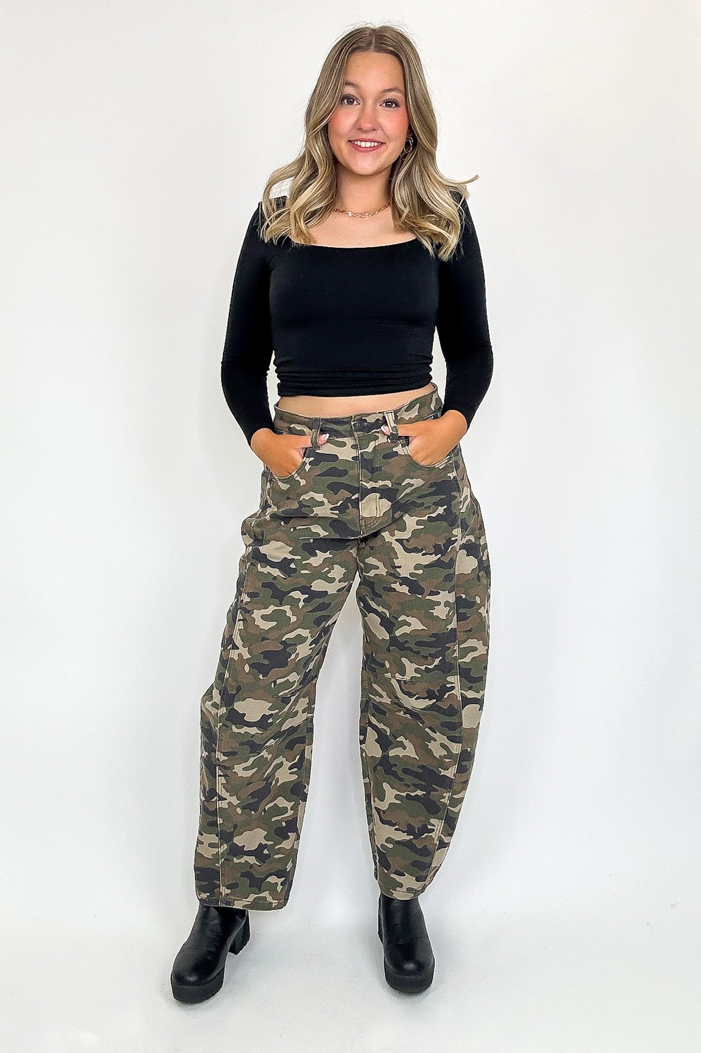 Rogue Terrain Camo Mid Waisted Barrel Leg Jeans