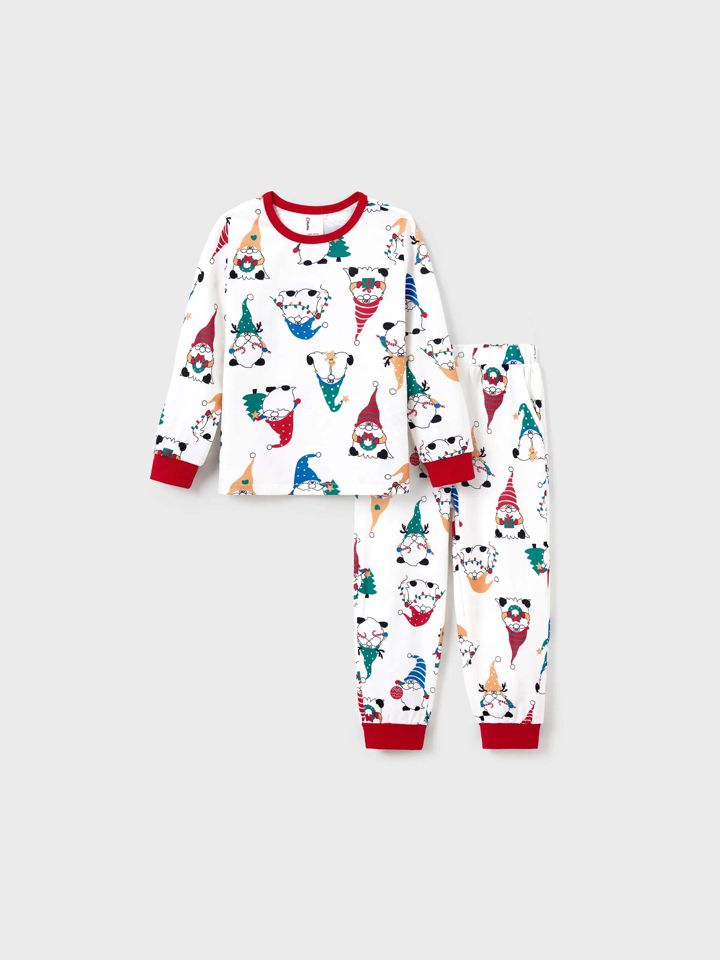 Christmas Matching Family Pajamas Set Christmas Gnome Print PJS with Christmas Socks Red