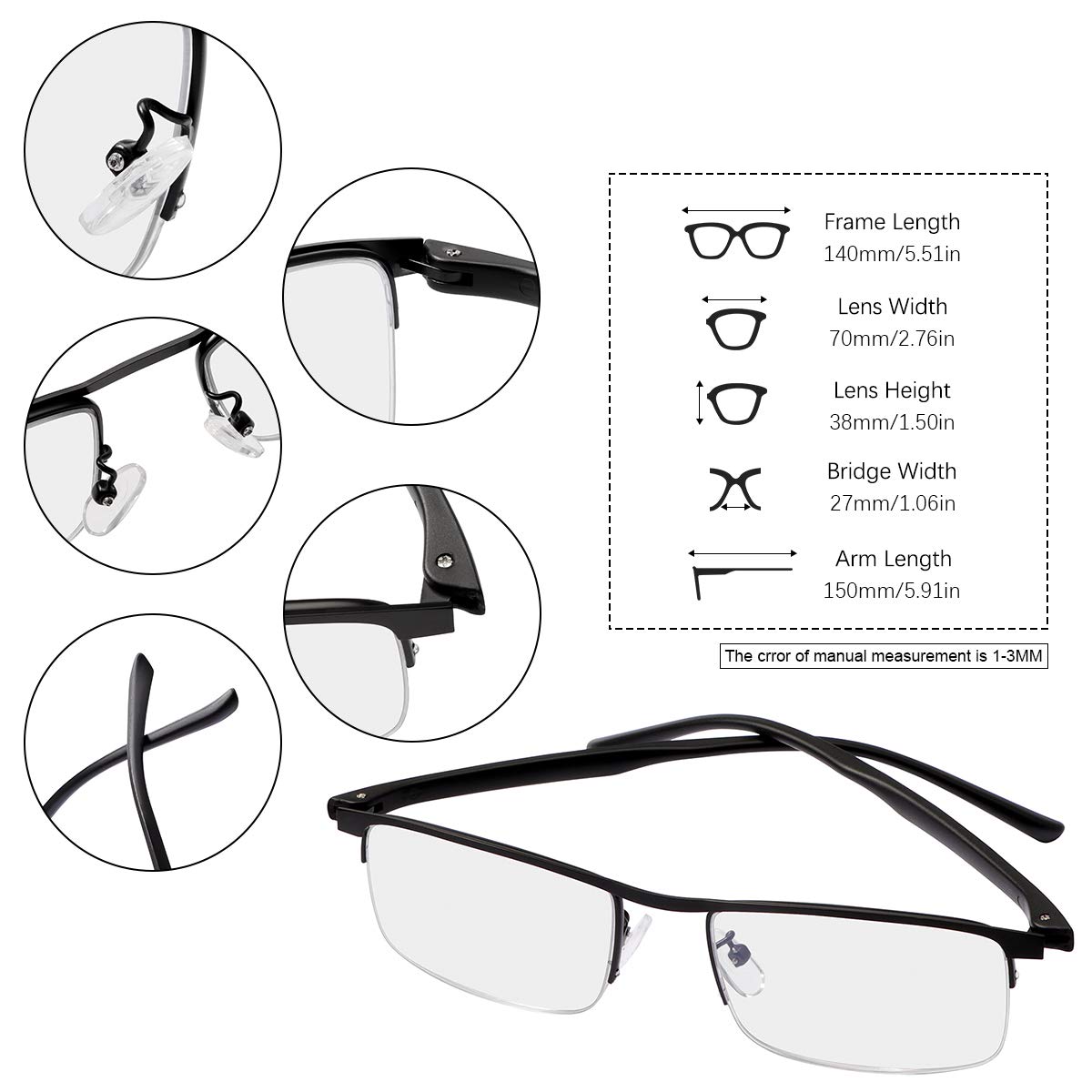 Titanium Progressive Far and Near Dual-use Reading Glasses