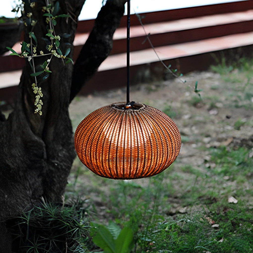 Lantern Shaped Waterproof Rattan Modern Outdoor Wall Lamp Chandelier