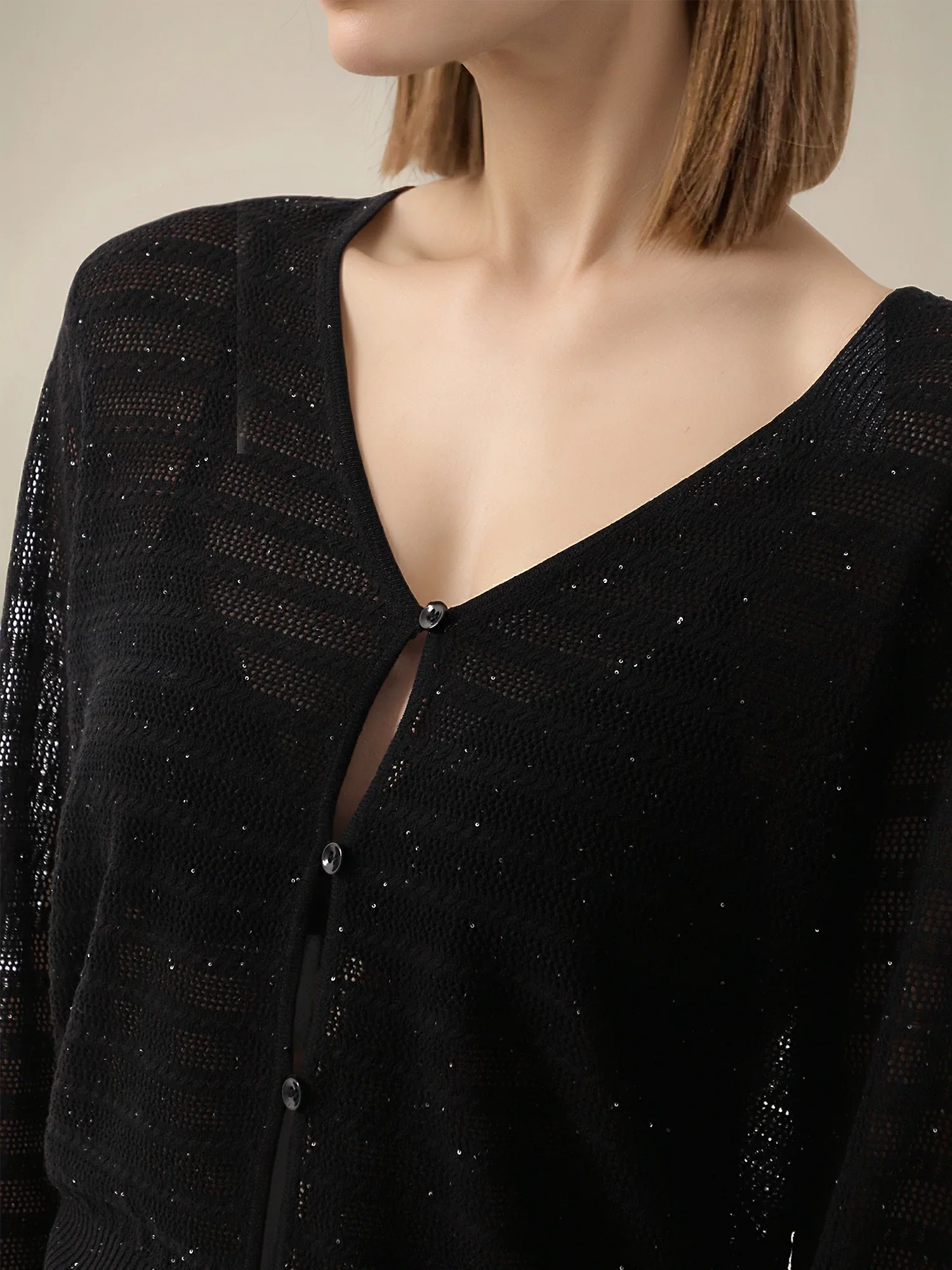 Linen & Lyocell V-Neck Long Sleeve Cardigan