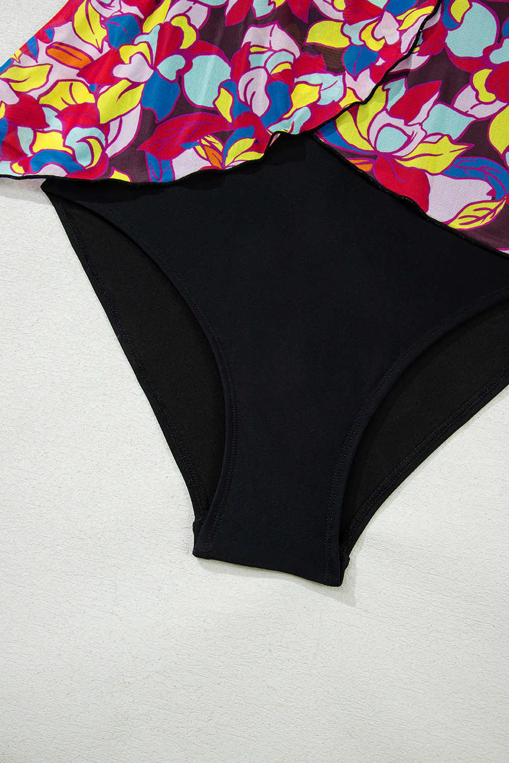 Purple Floral Print O Neck Open Back One Piece Swimsuit