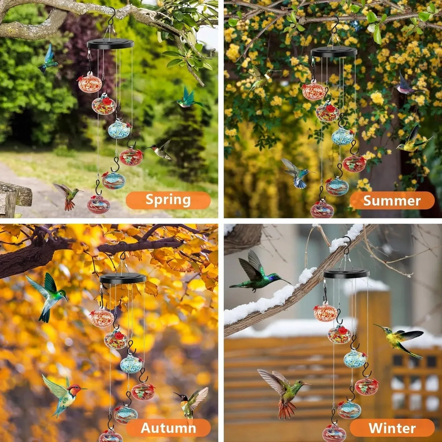 Vexlyt Glasses Wind Chime Hummingbird Feeder