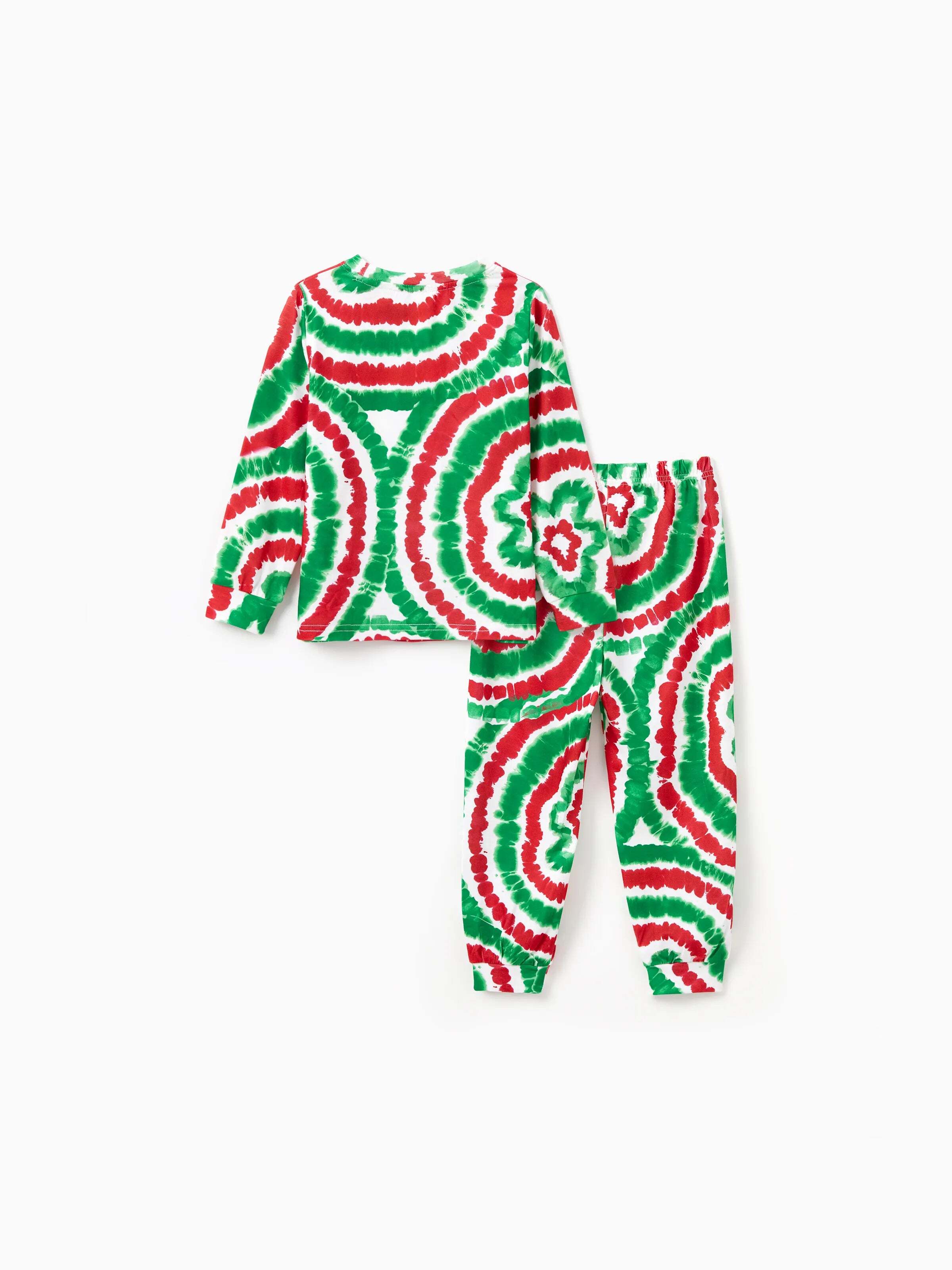 Christmas Family Red&Green Tie-Dye Gingerbread Man Pajamas Sets with Christmas Socks MultiColour