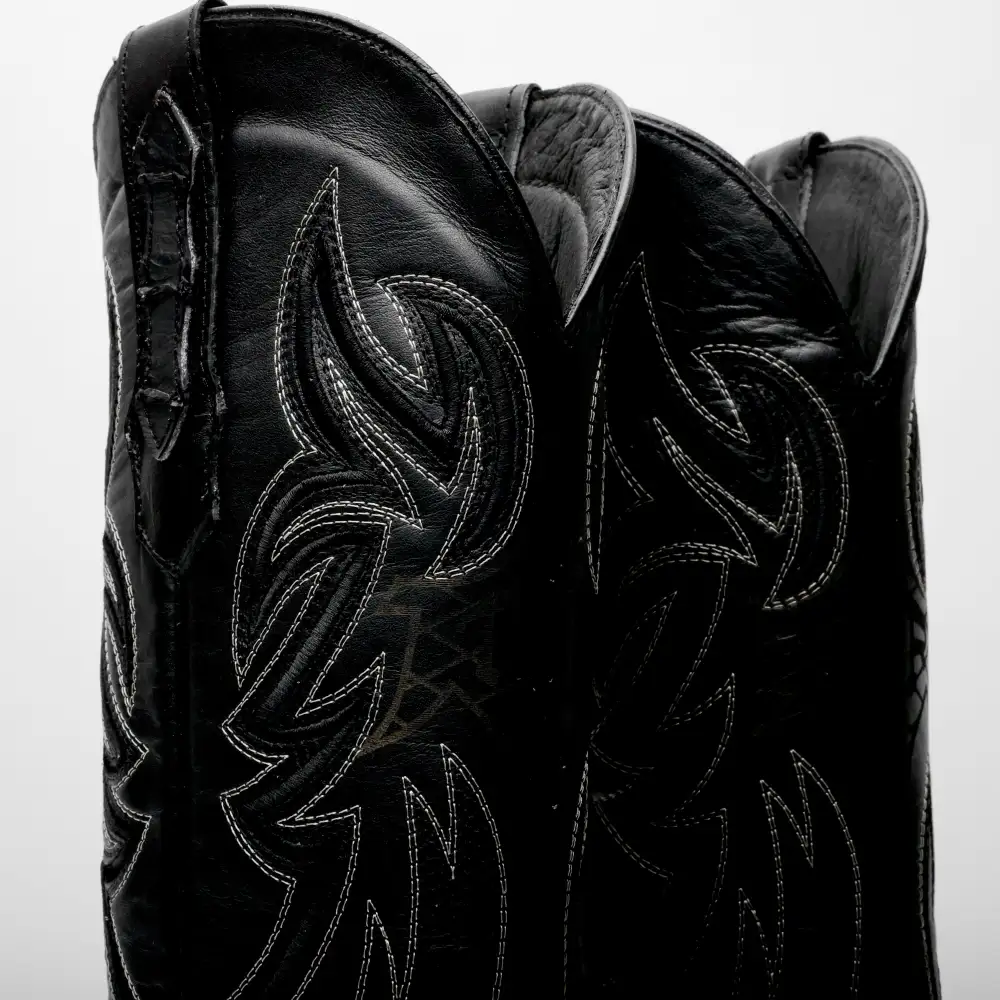 Black Jumbo Python Leather Boots - Square Toe