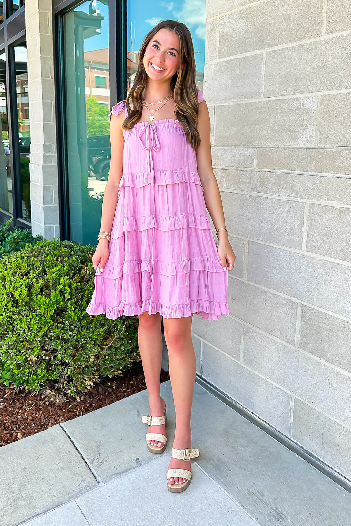 Exceptional Delight Ruffle Tiered Tie Strap Dress