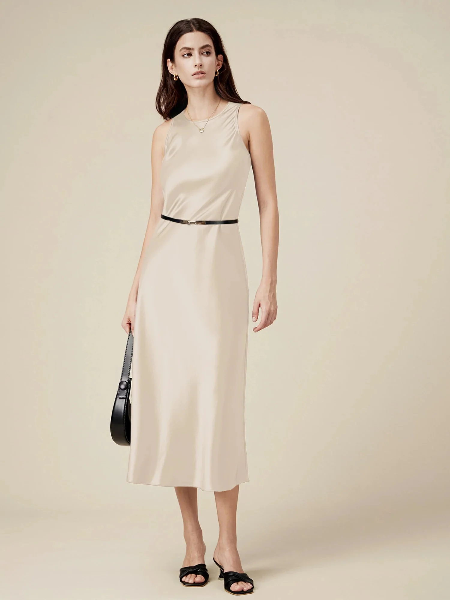 Acetate Sleeveless Long Dresses