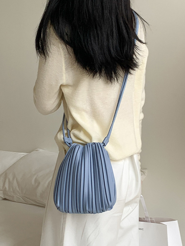 Drawstring Pleated Split-Joint Crossbody Bags