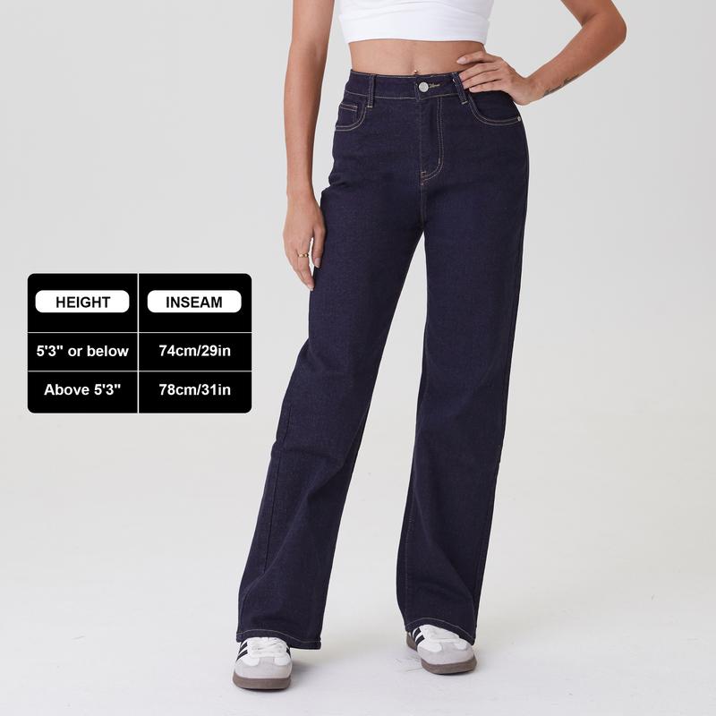 Casual Mid-Rise Denim Multi-Pocket Wide Leg Jeans