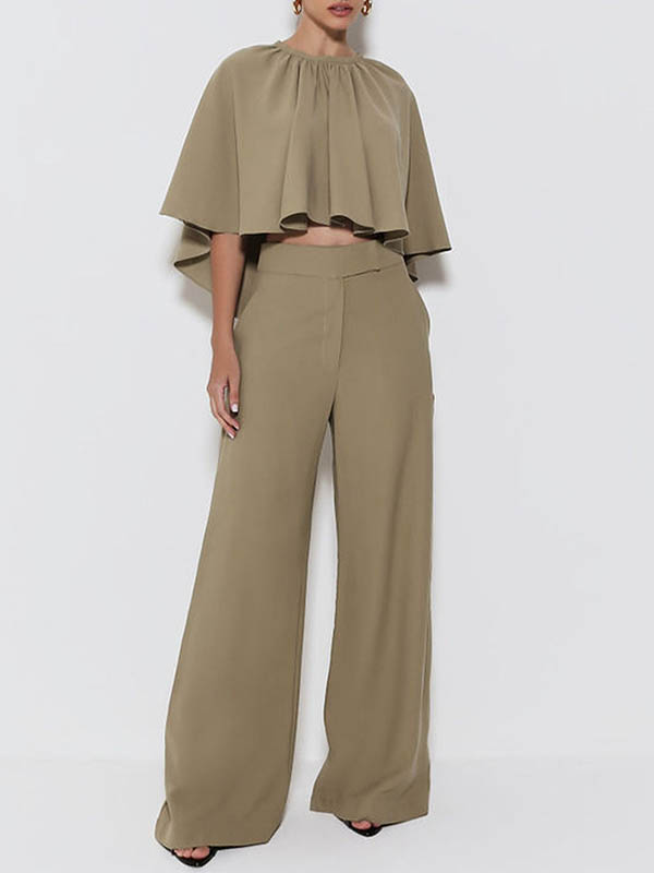 Solid Color Split-Joint Loose Suit Pants