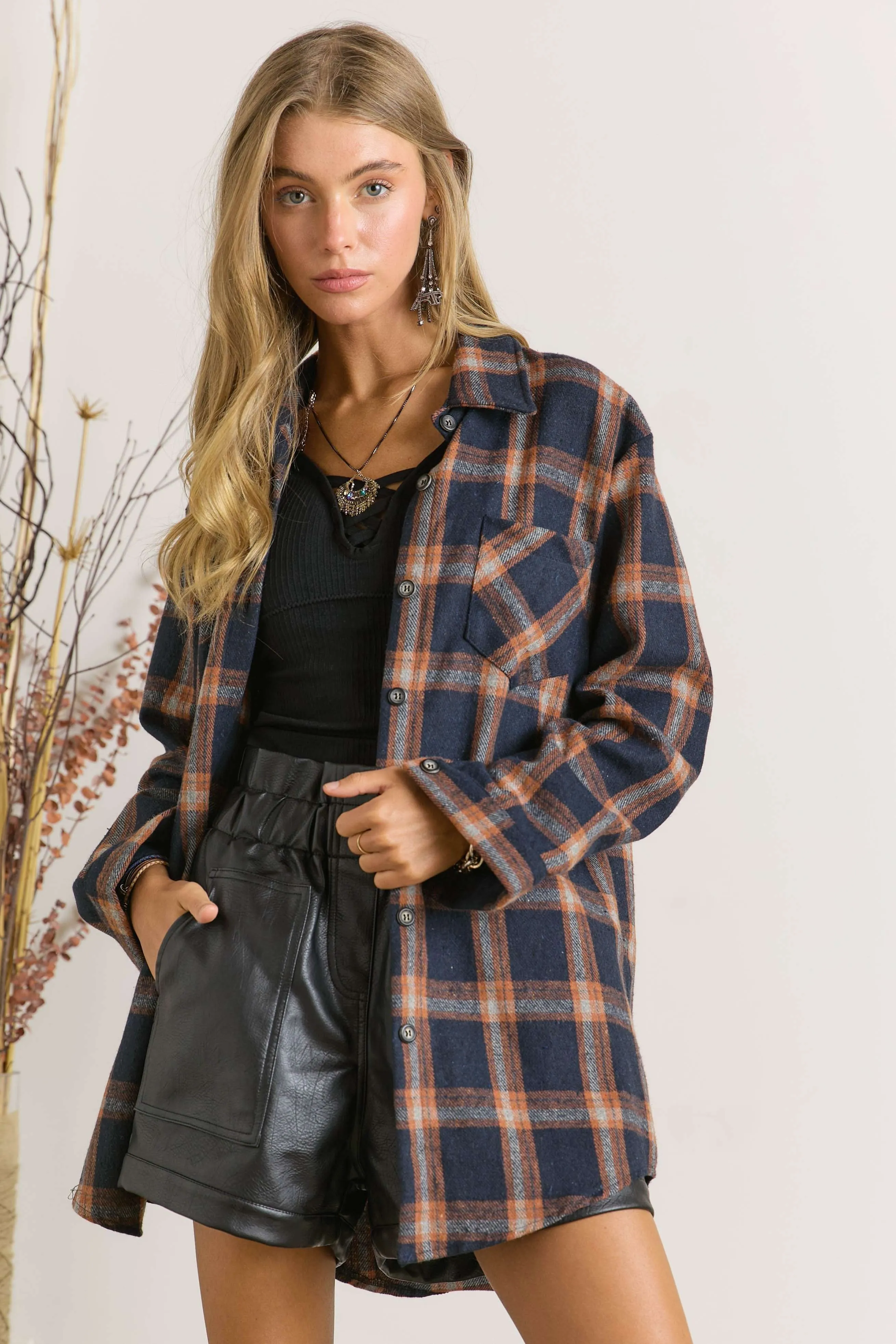 Full Size Button Down Flannel Shirt Plus Size