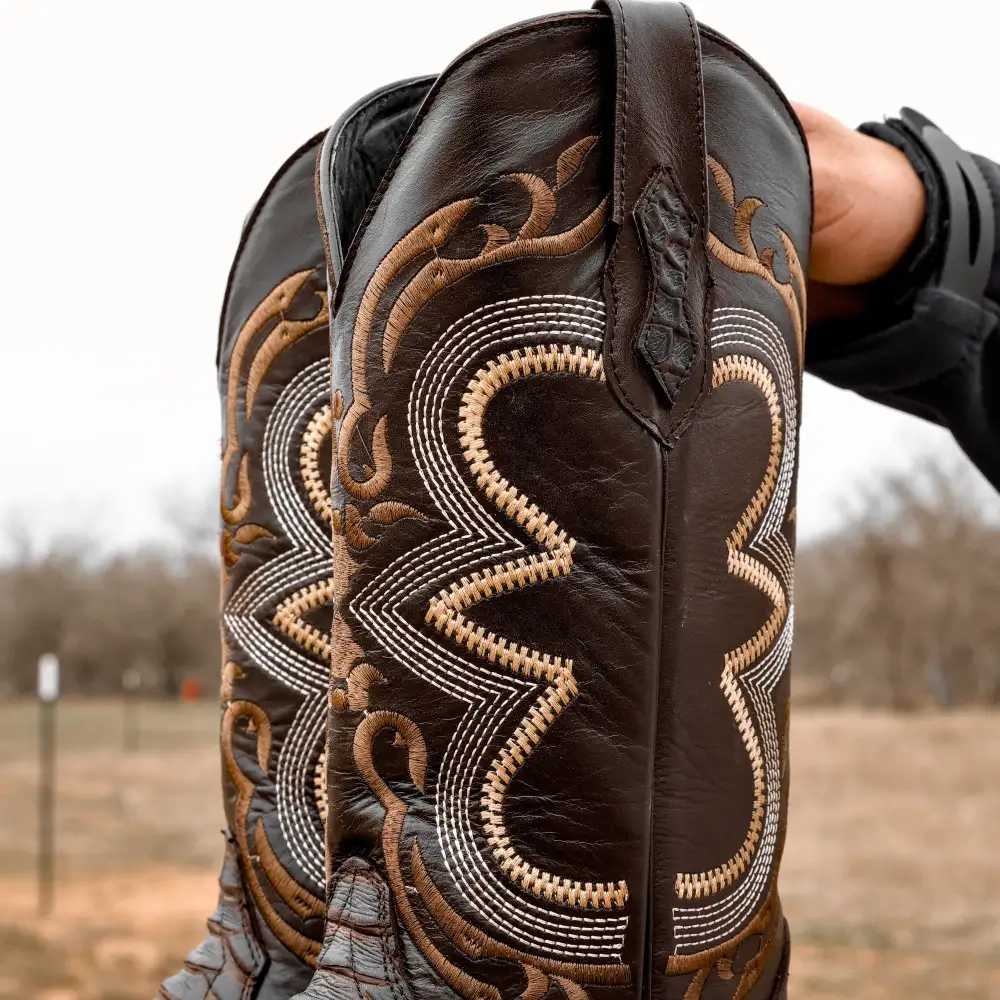 Matte Brown Python Leather Boots - Square Toe