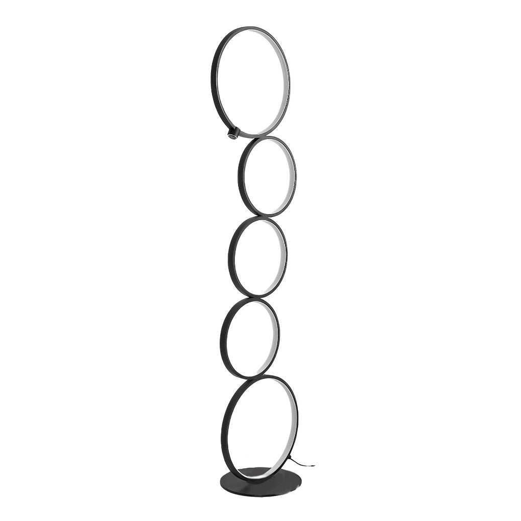 5 Circles Creative Touch Dimming LED Black Modern Floor Lamp Standing Light