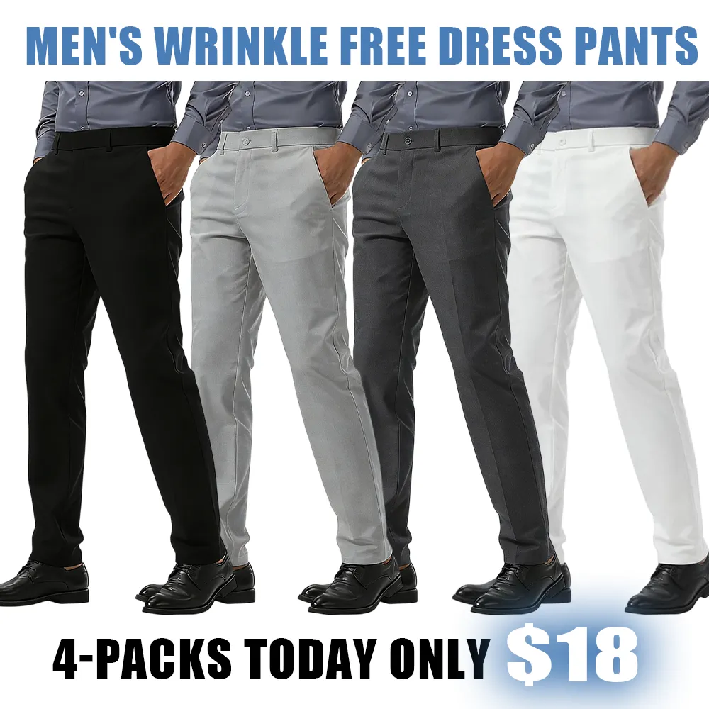 Men's Slim Fit Wrinkle Free Dress Pants