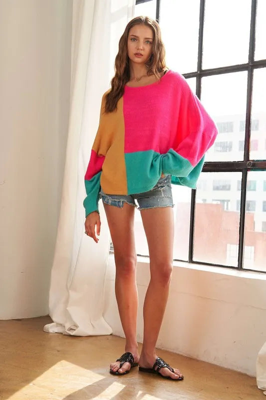 Loose Fit Colorblock Sweater
