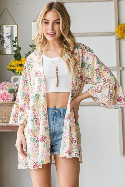 Multi Color Floral Open Cardigan