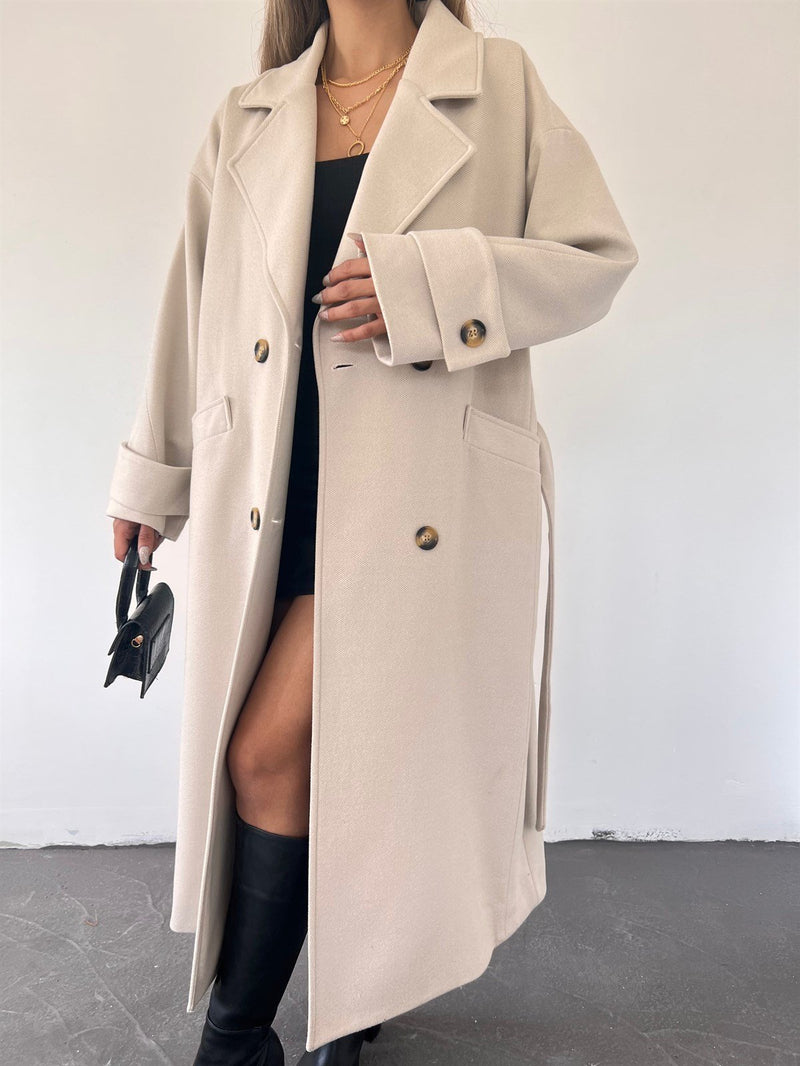 Womens Trench Belted Buttoned Coat